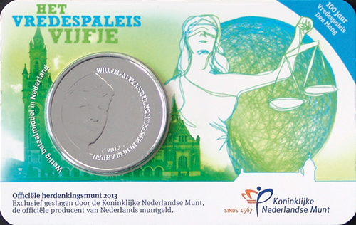 Vredespaleis vijfje 2013 coincard UNC